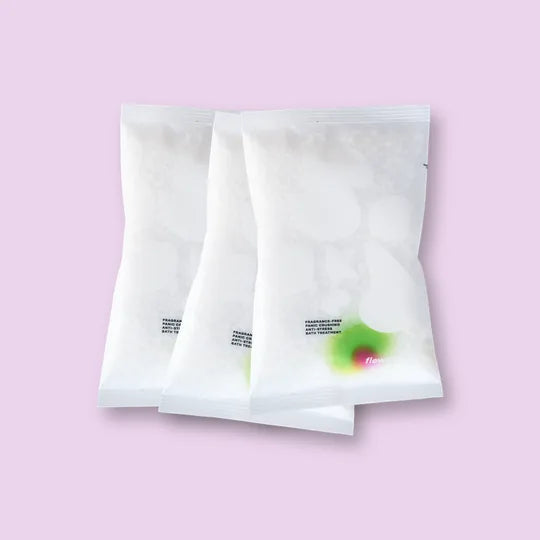 three fragrance-free panic crushing magnesium bath soak pouches