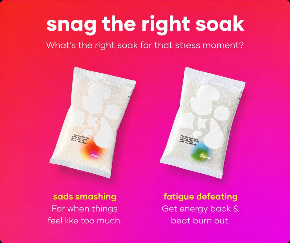 Fragrance-free Sads Smashing and Fatigue Defeating stresscare bath soak pouches side by side