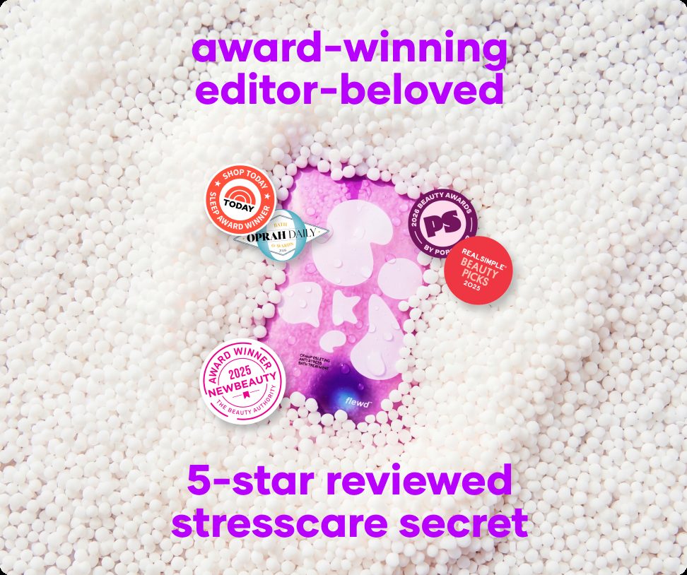 Flewd Cramp Deleting stresscare soak with TODAY, Oprah Daily, PopSugar, Real Simple and NewBeauty badges