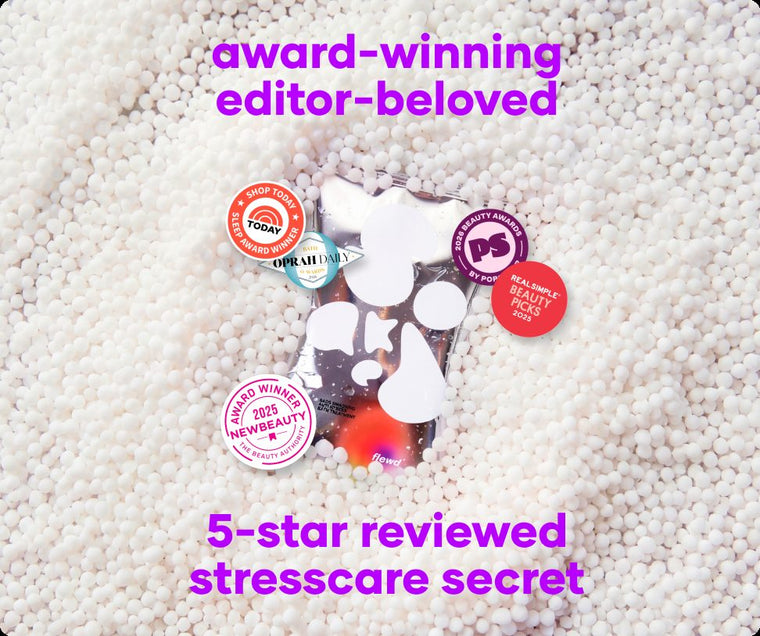 Flewd Sads Smashing stresscare soak with TODAY, Oprah Daily, PopSugar, Real Simple and NewBeauty badges