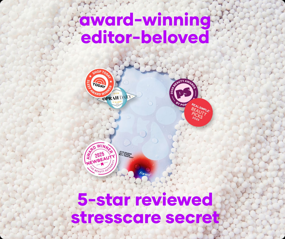 Flewd Whole Mood Bundle pouch with TODAY, Oprah Daily, PopSugar, Real Simple and NewBeauty badges
